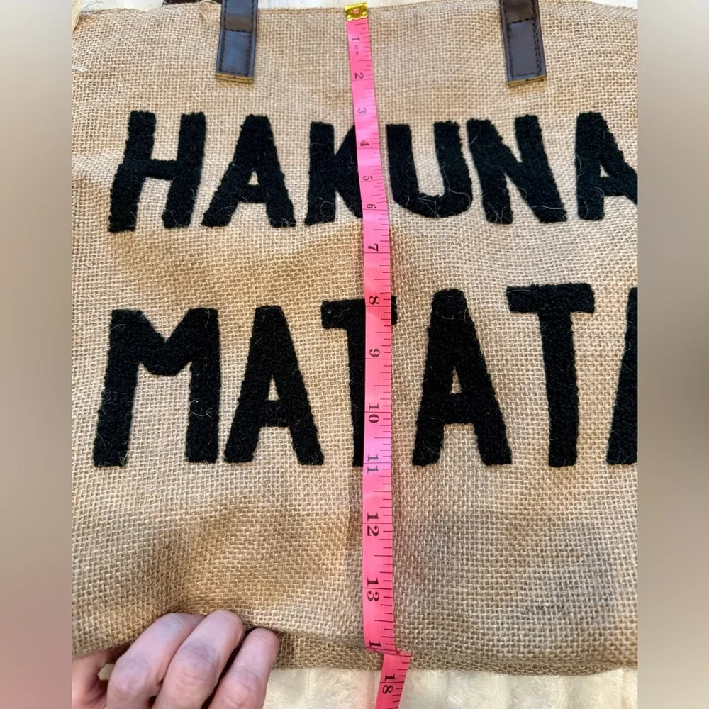 NWOT Hakuna Matata Tan and Black Canvas Tote Bag - Picture 4 of 5